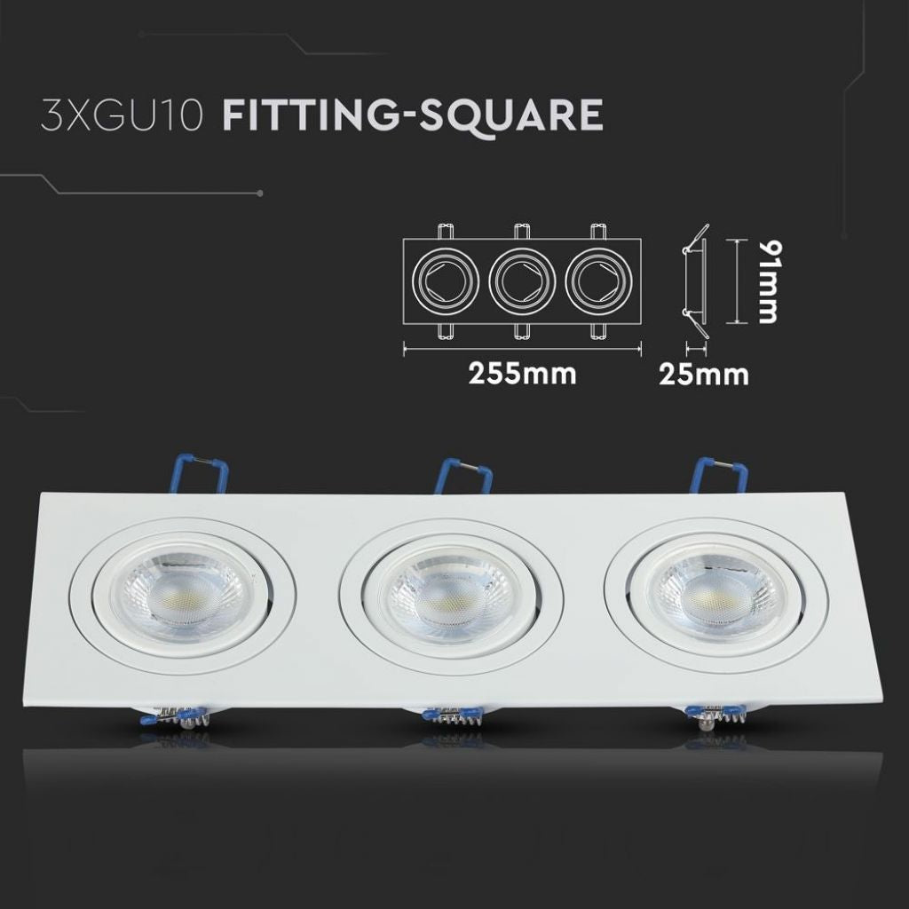 3 x GU10 Housing Square White
