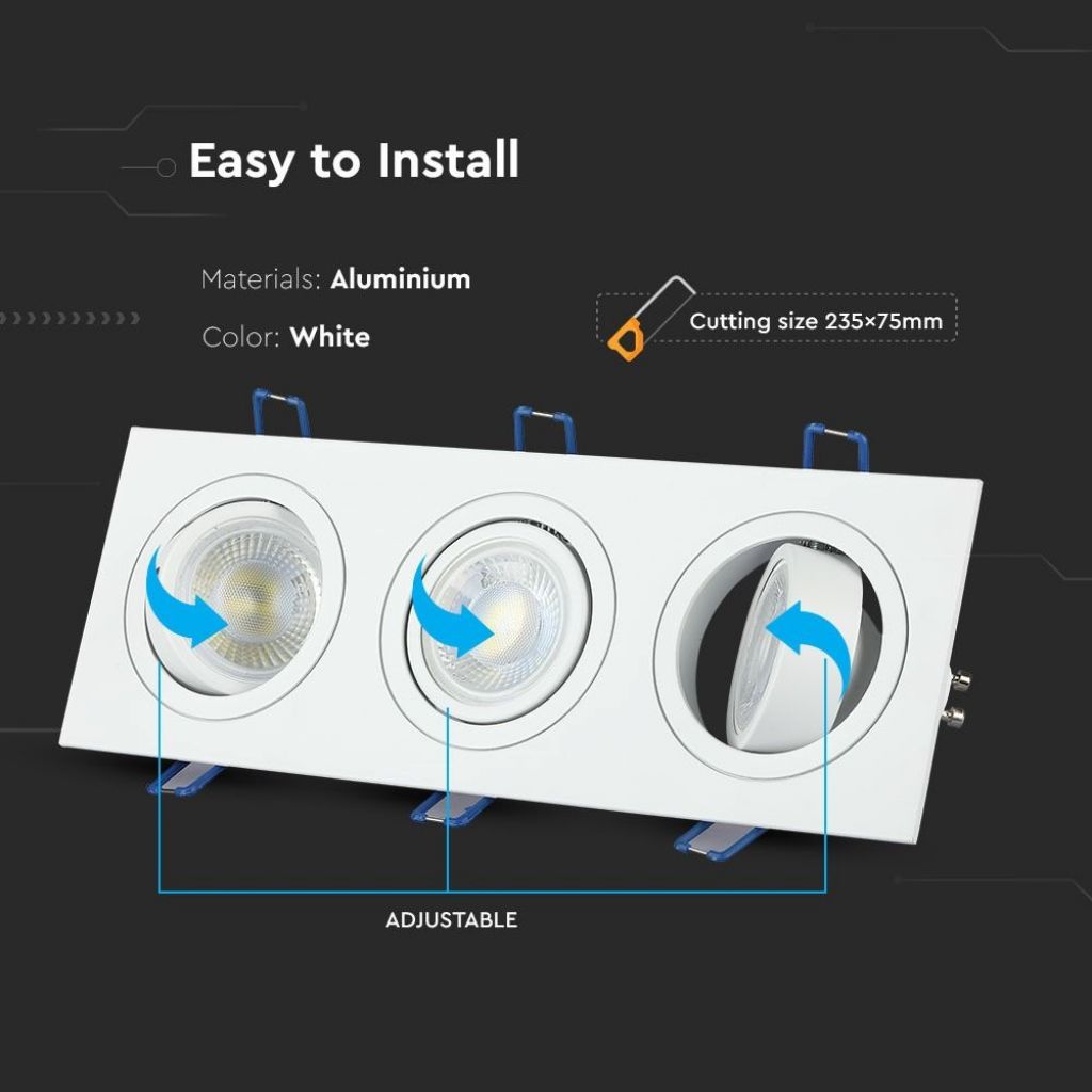 3 x GU10 Housing Square White