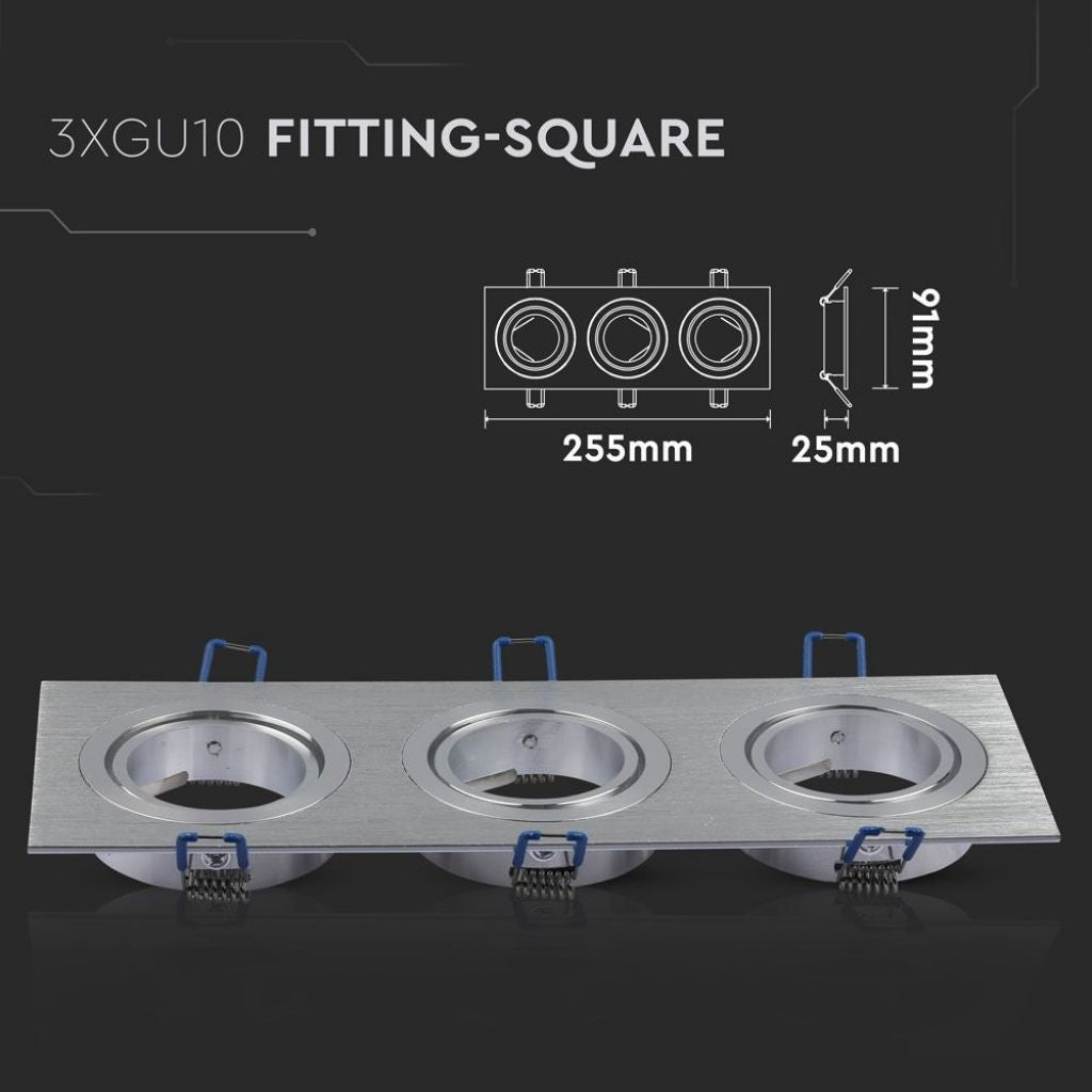 3 x GU10 Housing Square Aluminum