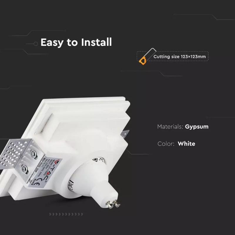 GU10 Housing Plaster Square White