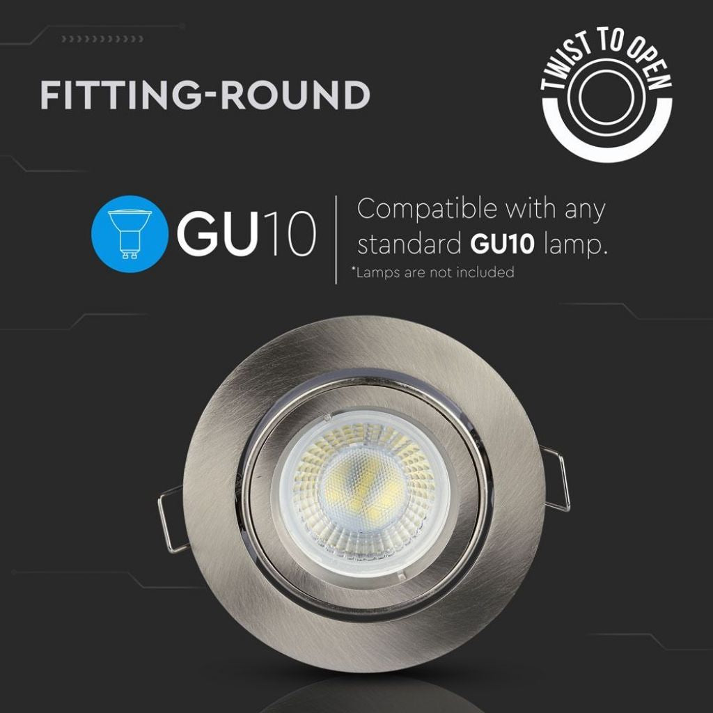 GU10 Housing Round Nickel Clip Adjustable angle