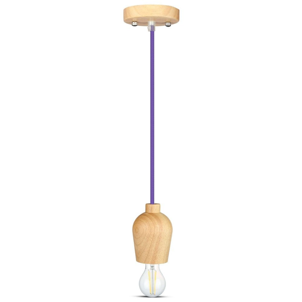 Lesena Stropna Svetilka Vijoličen Kabel