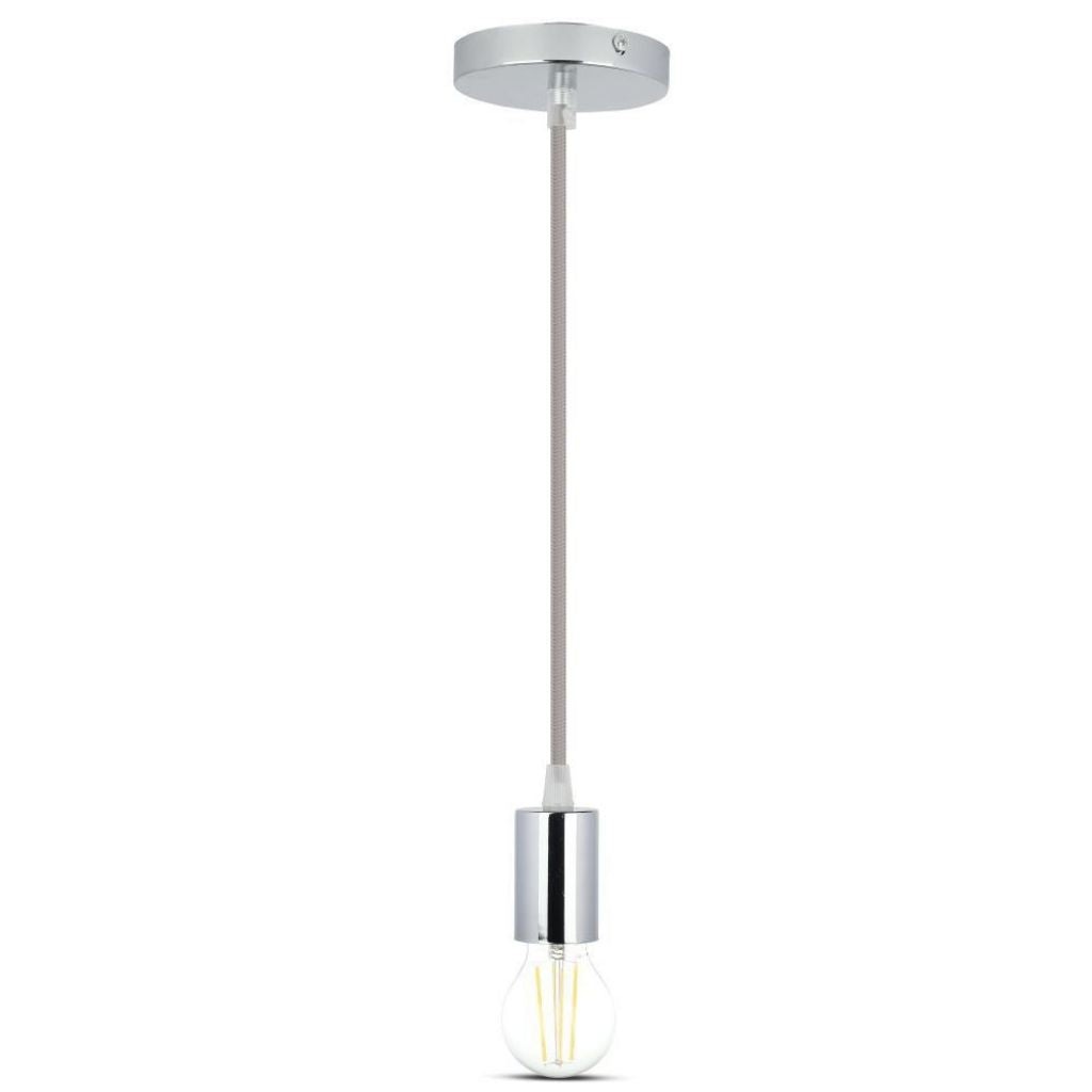 Stropna Svetilka Krom Siv Kabel