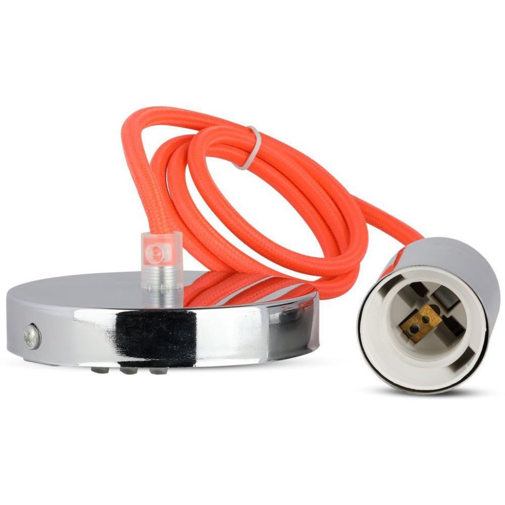 Stropna Svetilka Krom Oranžen Kabel