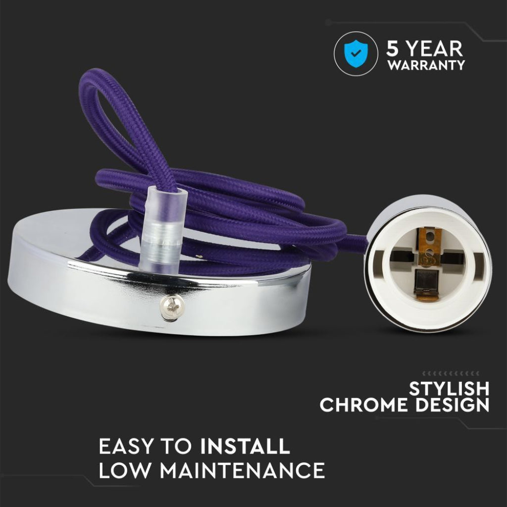 Stropna Svetilka Krom Vijoličen Kabel