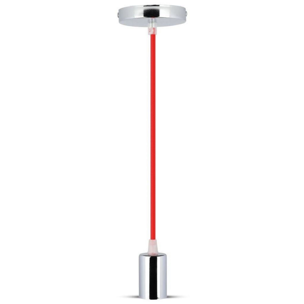 Stropna Svetilka Krom Rdeč Kabel