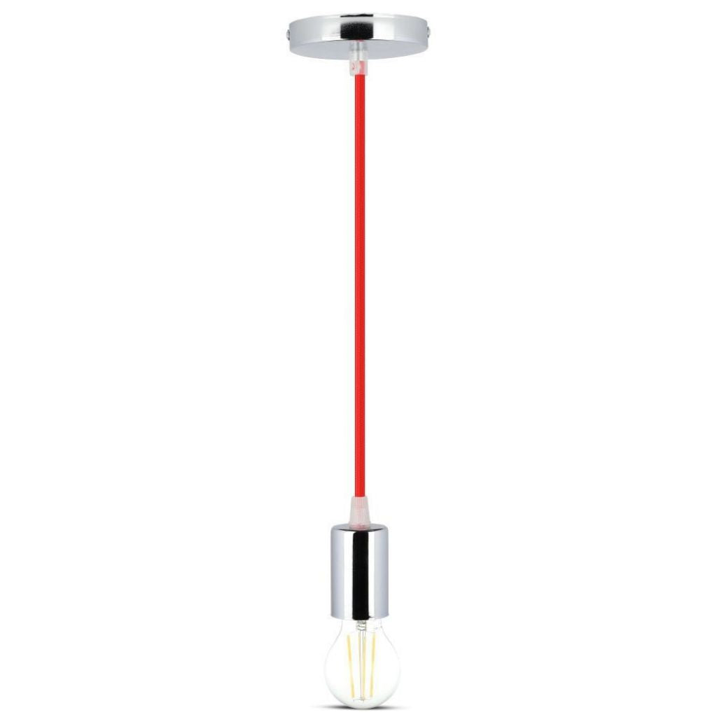 Stropna Svetilka Krom Rdeč Kabel