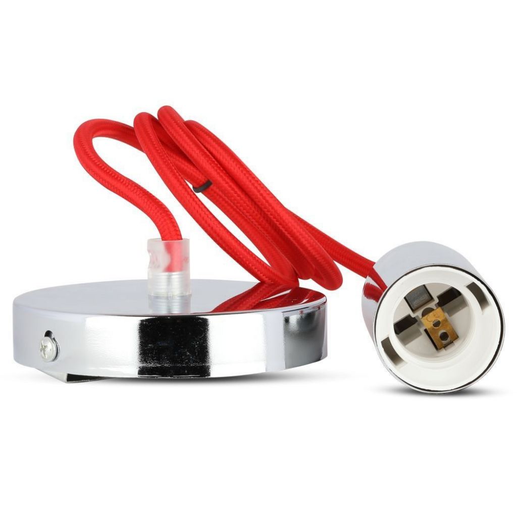Stropna Svetilka Krom Rdeč Kabel