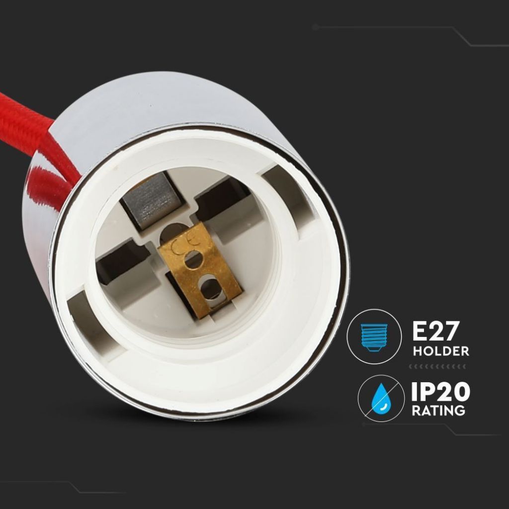 Stropna Svetilka Krom Rdeč Kabel