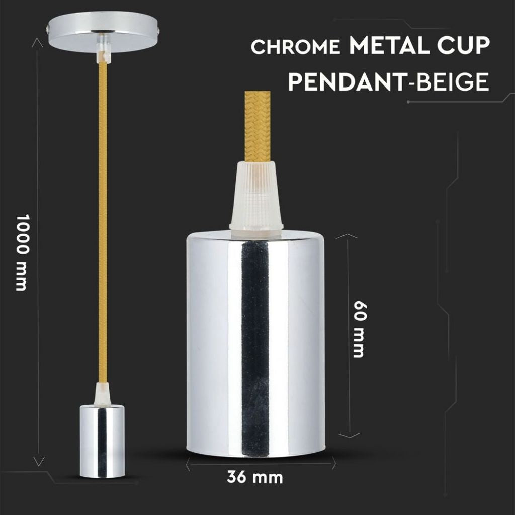 Stropna Svetilka Krom Rjavo Bež Kabel