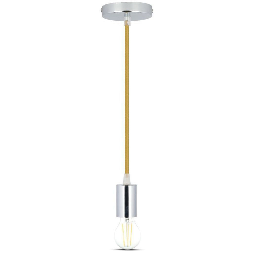 Stropna Svetilka Krom Rjavo Bež Kabel