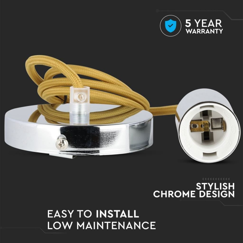 Stropna Svetilka Krom Rjavo Bež Kabel
