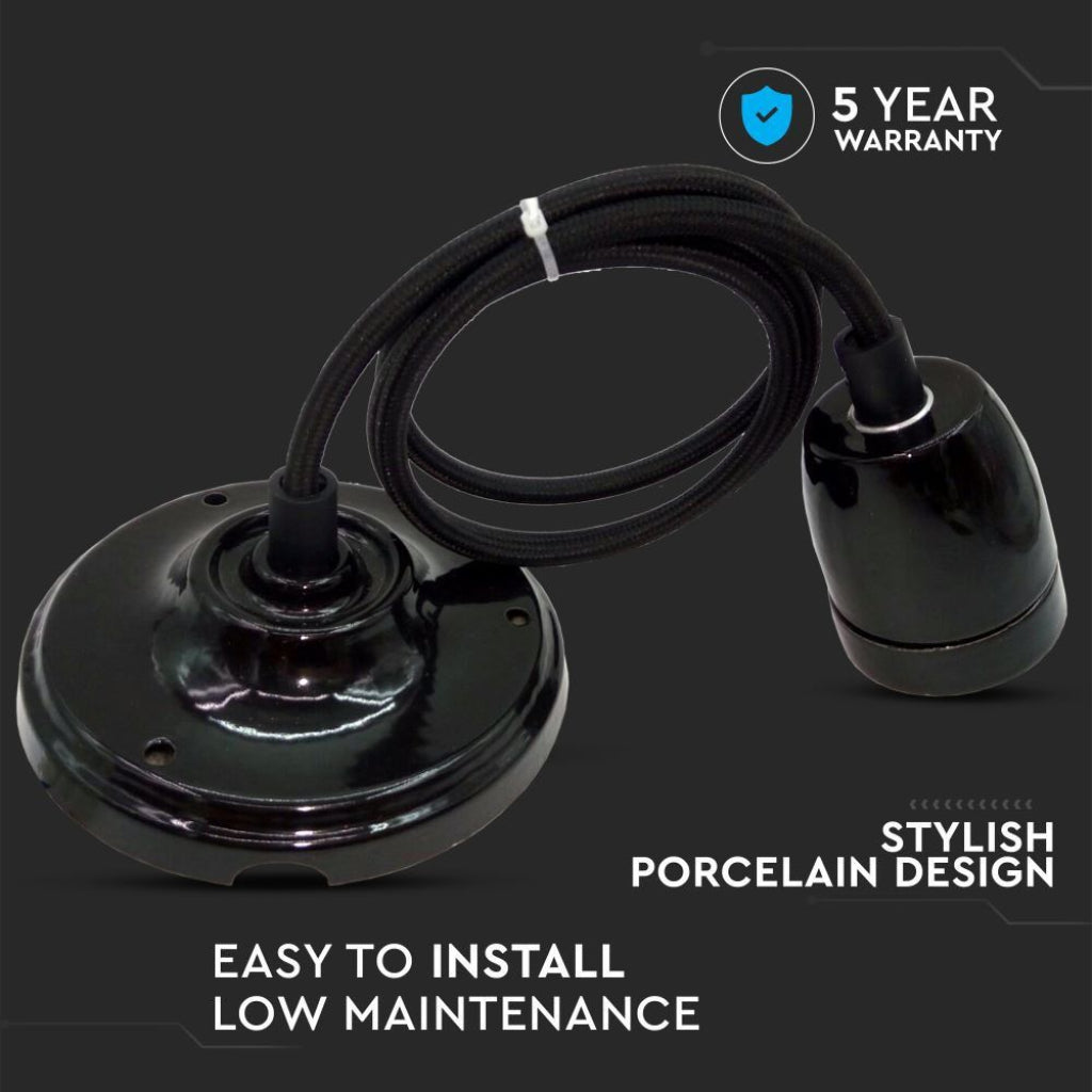 Stropna Svetilka Porcelan Črna