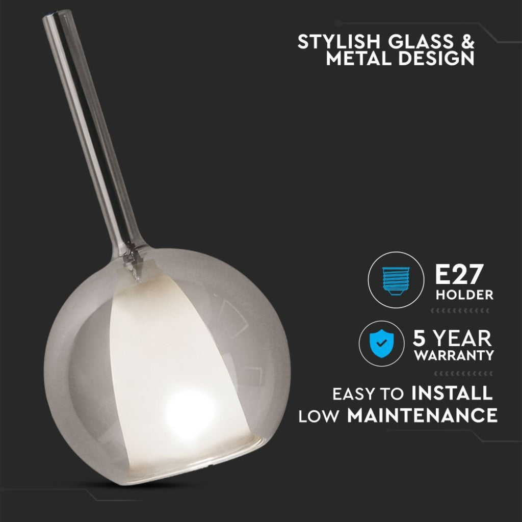 Stropna Svetilka Dvojno Steklo Siva Bela 250mm