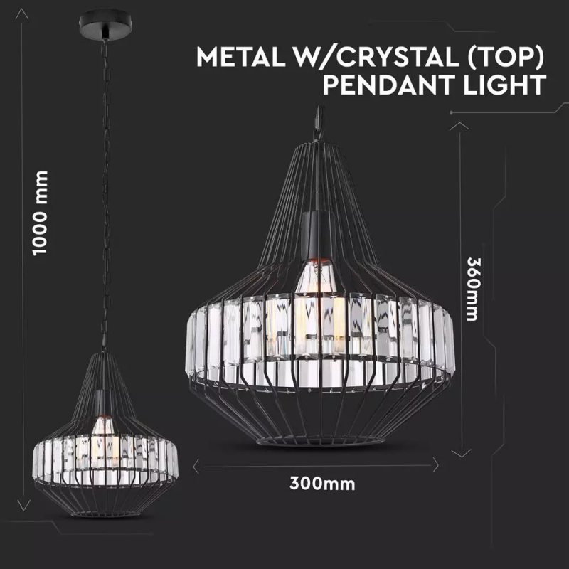 Chandelier Metal Frame Mesh Teardrop Black 360mm