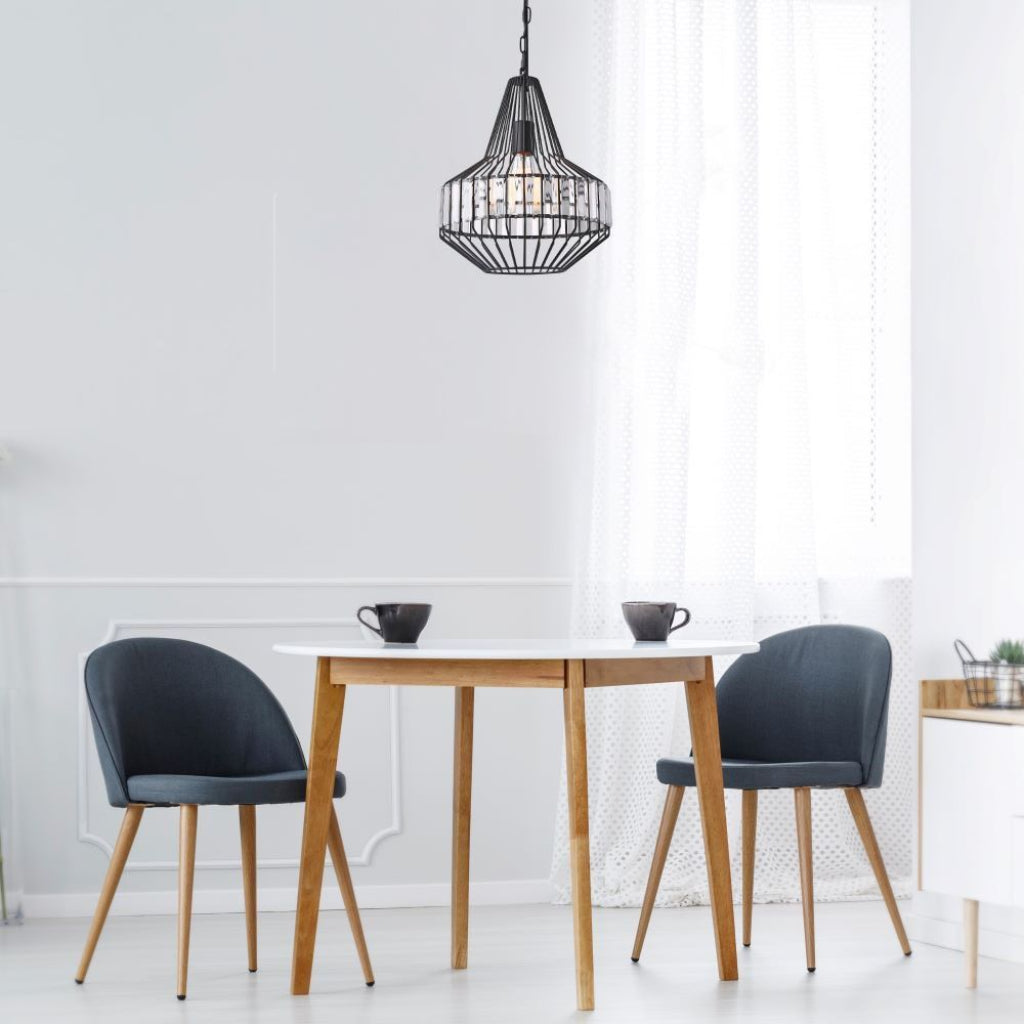 Chandelier Metal Frame Mesh Teardrop Black 360mm