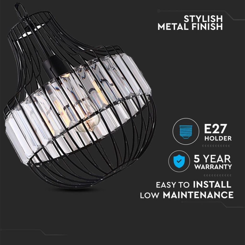 Lestenec Kovinski Okvir Mreža Okrogel Črn 360mm