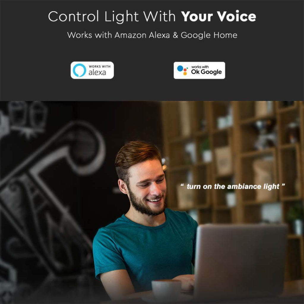 Namizna svetilka 8 W RGB+3v1 Združljiva z Google in Amazon Alexa Črna