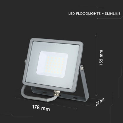 30W LED Reflektor SMD SAMSUNG Tanek Sivo Ohišje 6400K