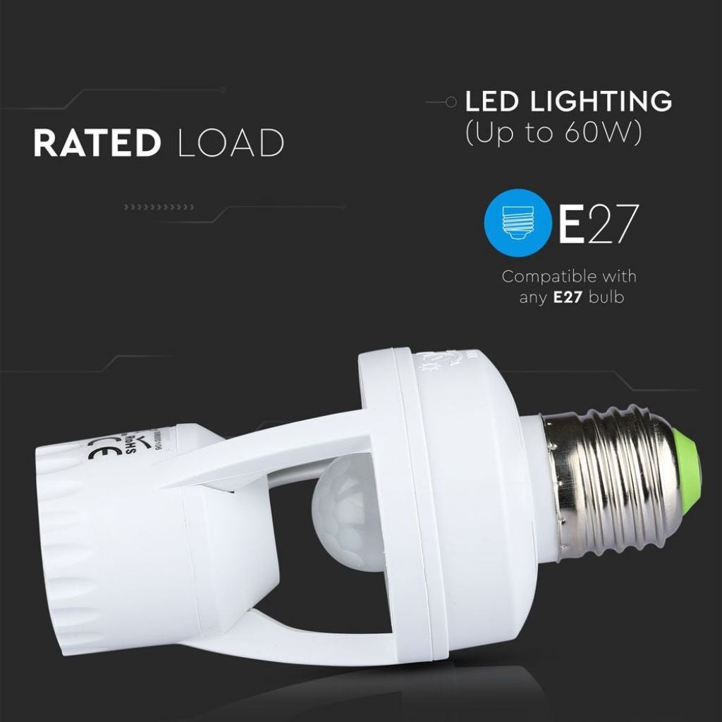 Senzor Gibanja PIR Nastavek za žarnico E27 360kot/do 6m/do 60w