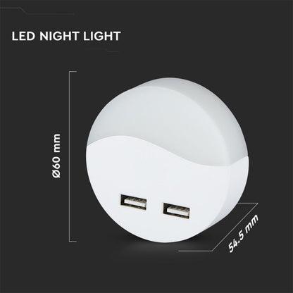 LED Nočna Svetilka USB Okrogla 3000K 0.4W