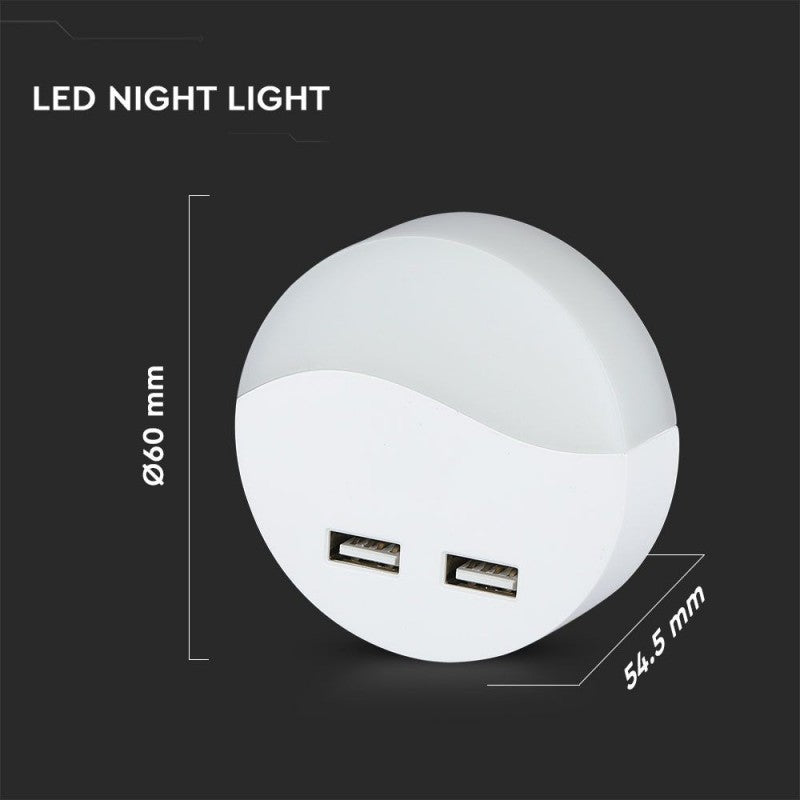 LED Nočna Svetilka USB Okrogla 4000K 0.4W