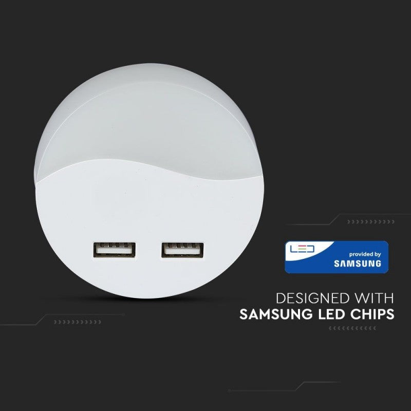 LED Nočna Svetilka USB Okrogla 4000K 0.4W