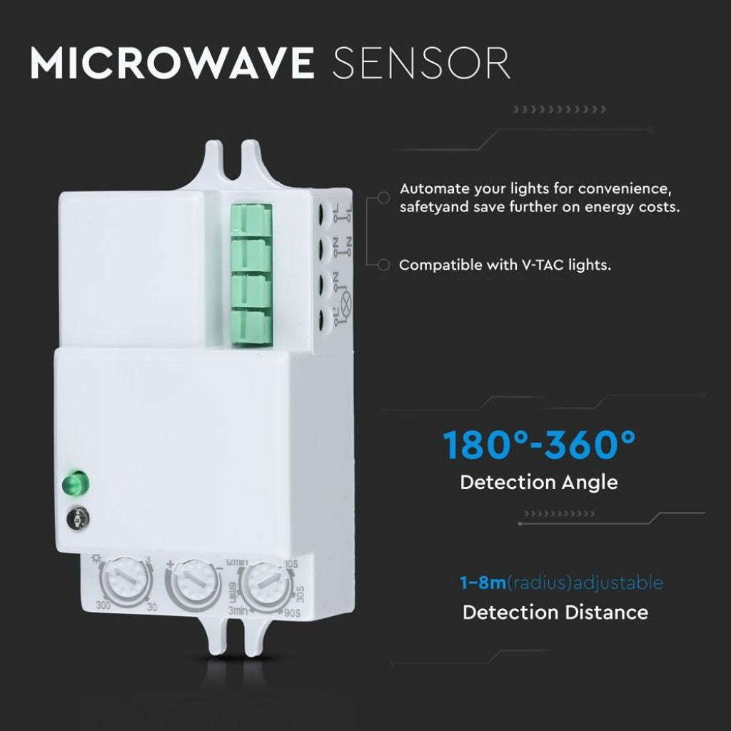 Senzor Gibanja Mikrovalovni Nadometni kot 180-360/1-8m/do 2000w