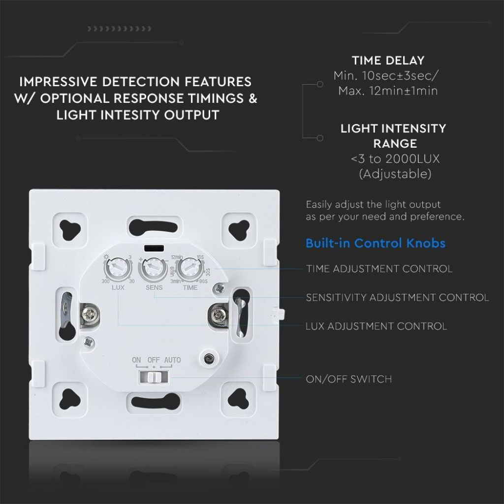 Sensor Gibanja Mikrovalovni Beli Vgradni /kot 180/5-15m/do 1200w