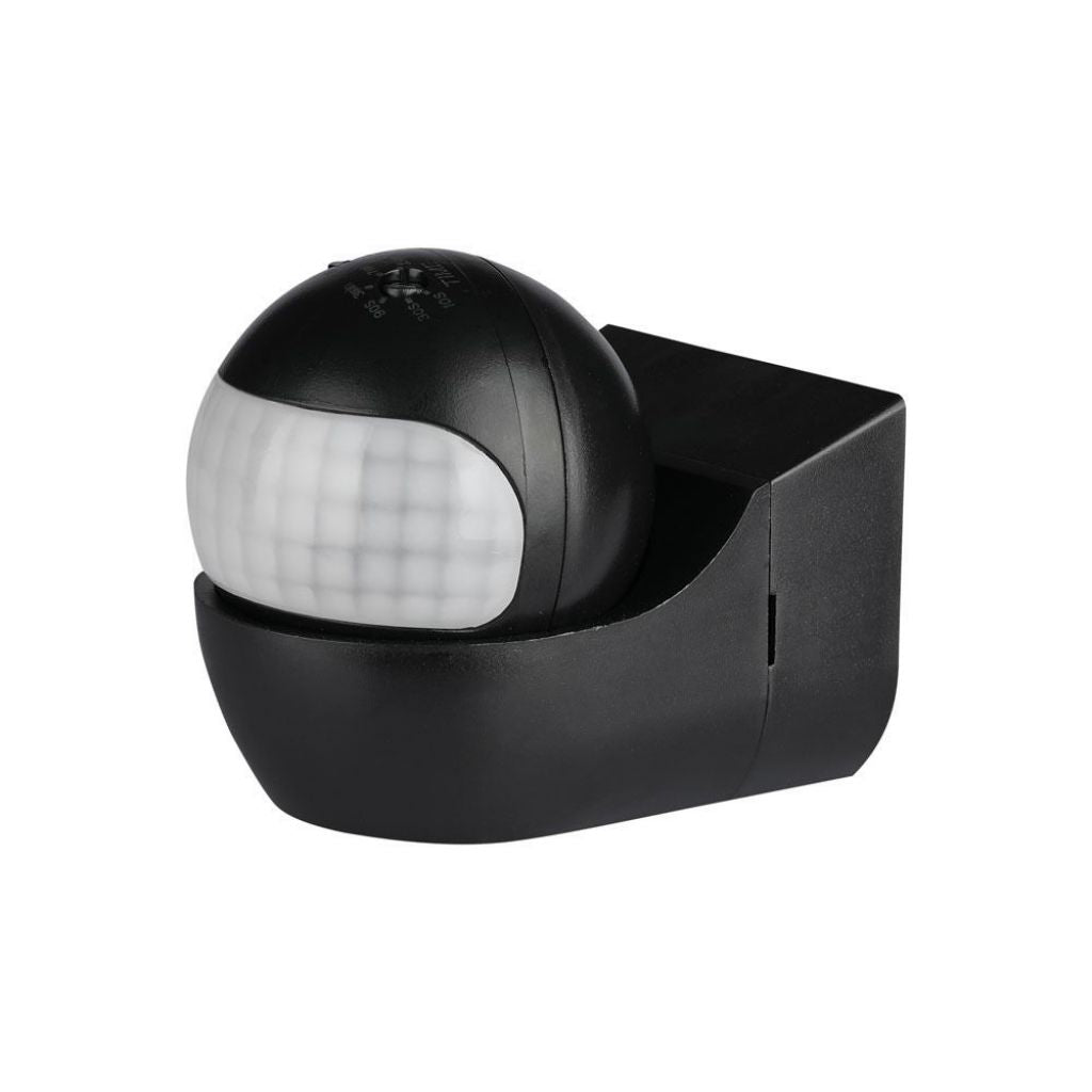 Senzor Gibanja PIR Stenski Črni 180kot/do 12m/do 800w