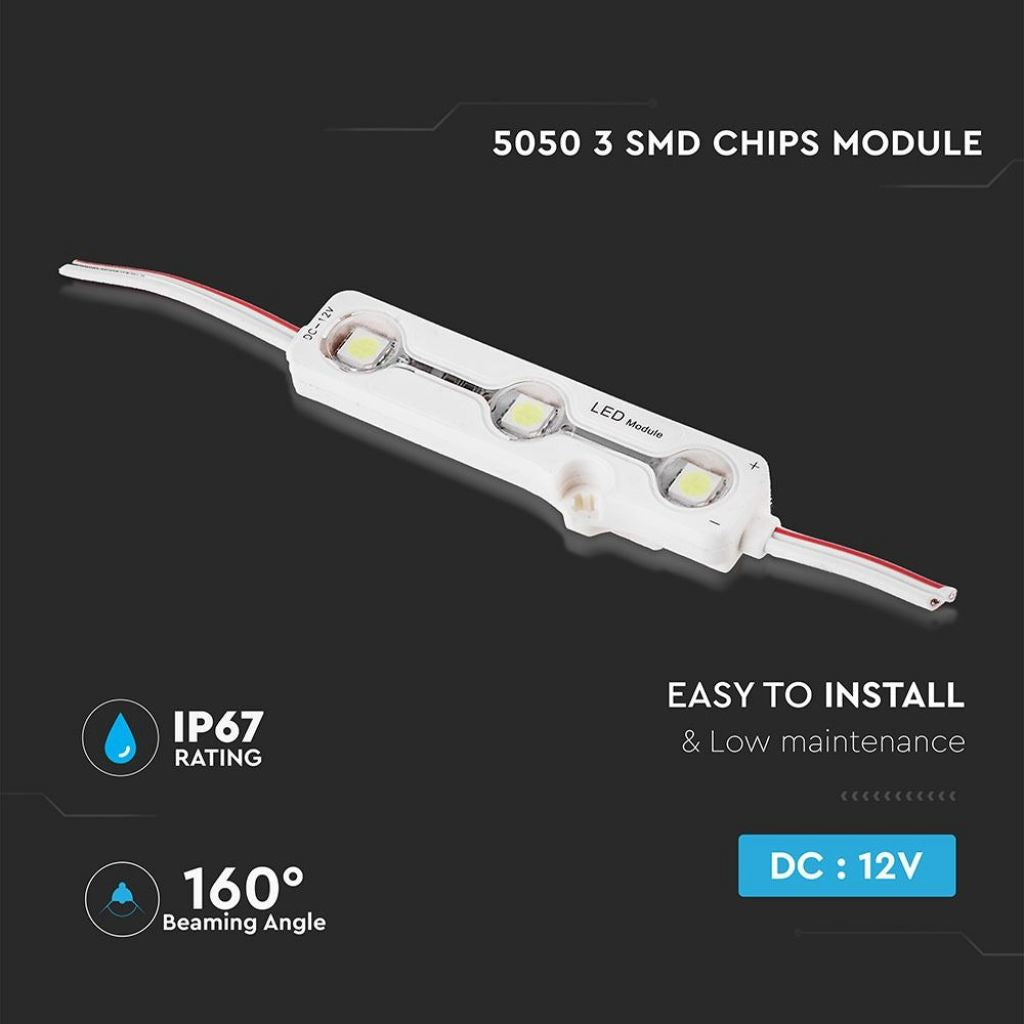 LED Modul 3SMD SMD5050 Bela IP67 6000K 12V