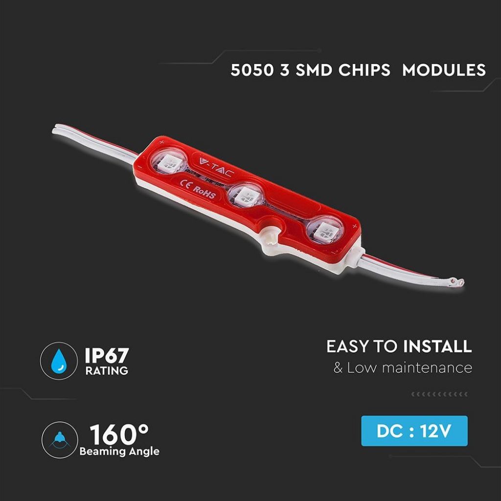 LED Modul 3SMD SMD5050 Rdeča IP67 12V