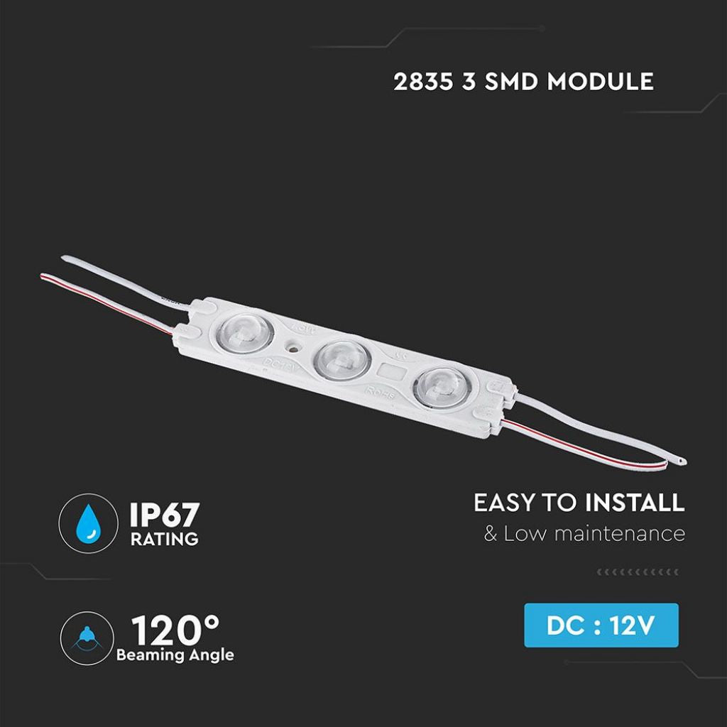 LED Modul 1.5W 3LED SMD2835 Bela IP67 6400K 12V
