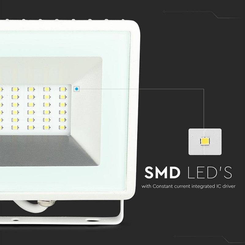 30W LED Reflektor SMD E-Series Belo Ohišje 3000K