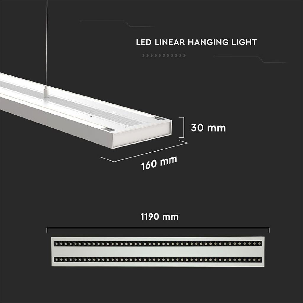 LED Linearna Svetilka 60W Viseča Bela 4000K