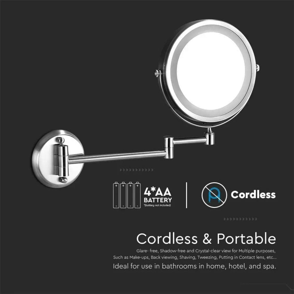 3W LED Wall Lamp Mirror 4 x AA Batteries Nickel