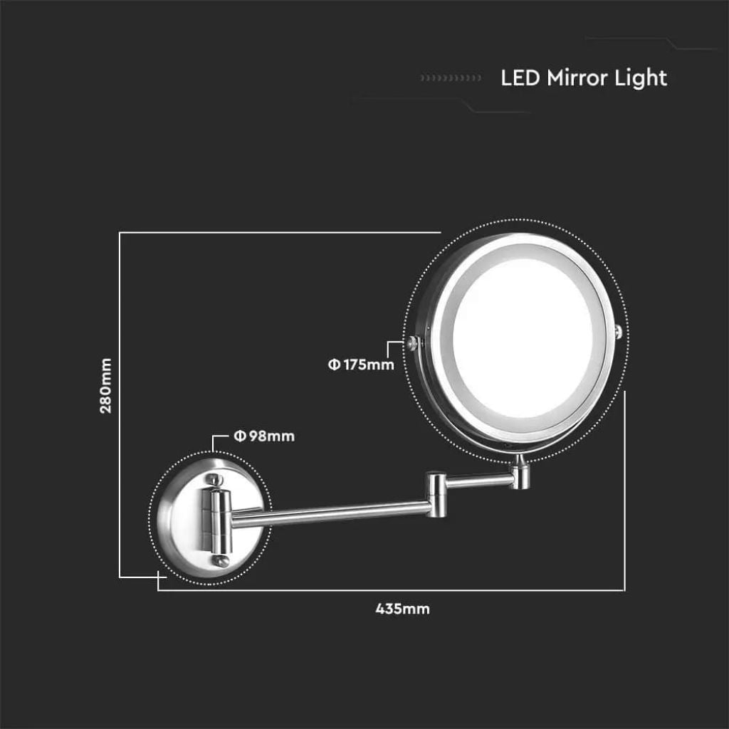 3W LED Svetilka Stenska Ogledalo 4 x AA Baterije Nikelj