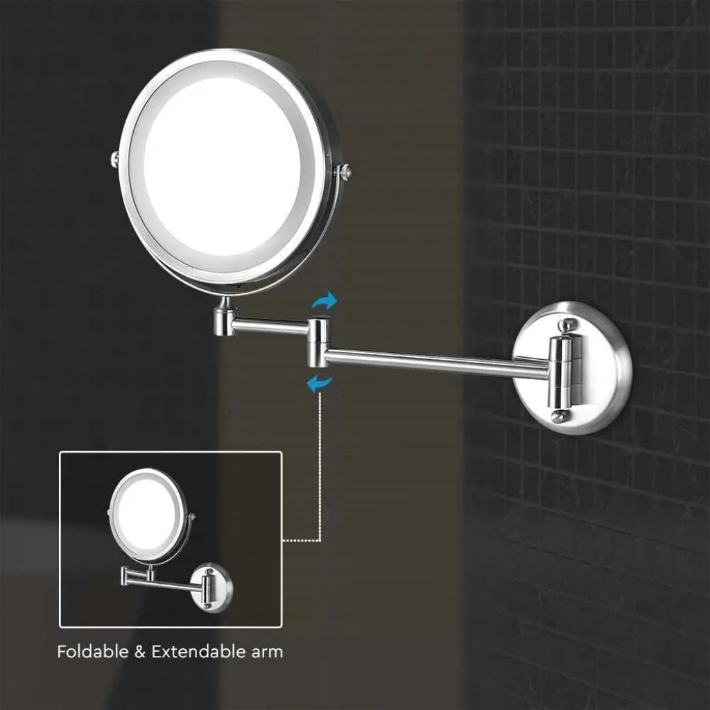 3W LED Wall Lamp Mirror 4 x AA Batteries Nickel