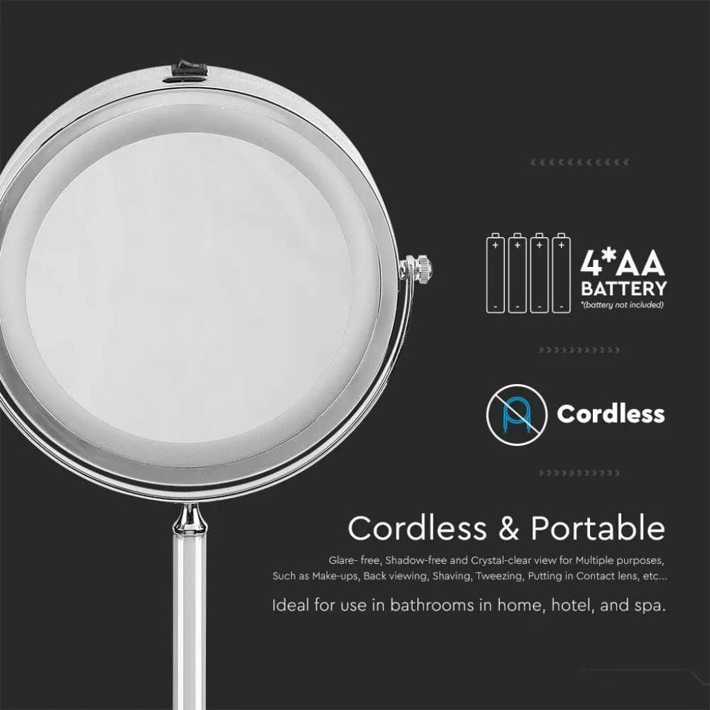 3W LED Lamp Mirror 4 x AA Batteries Nickel
