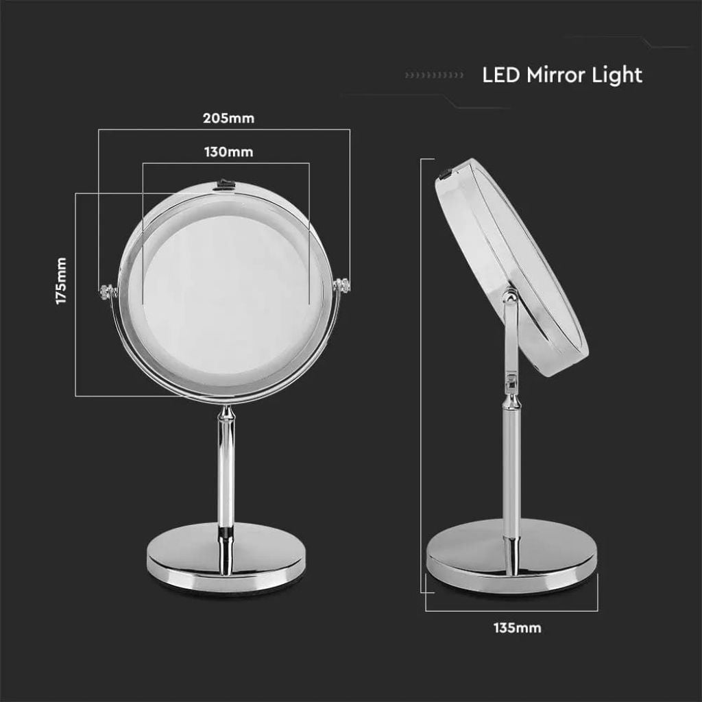 3W LED Svetilka Ogledalo 4 x AA Baterije Nikelj
