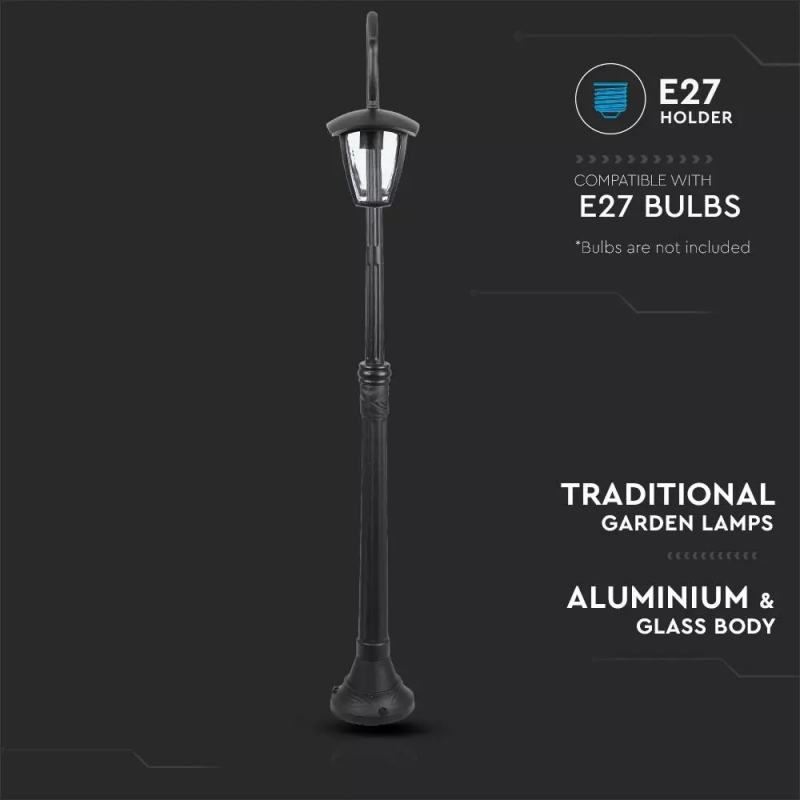 Ulična/ Vrtna Svetilka 2 x E27 1410 mm IP44 Črna Lanterna