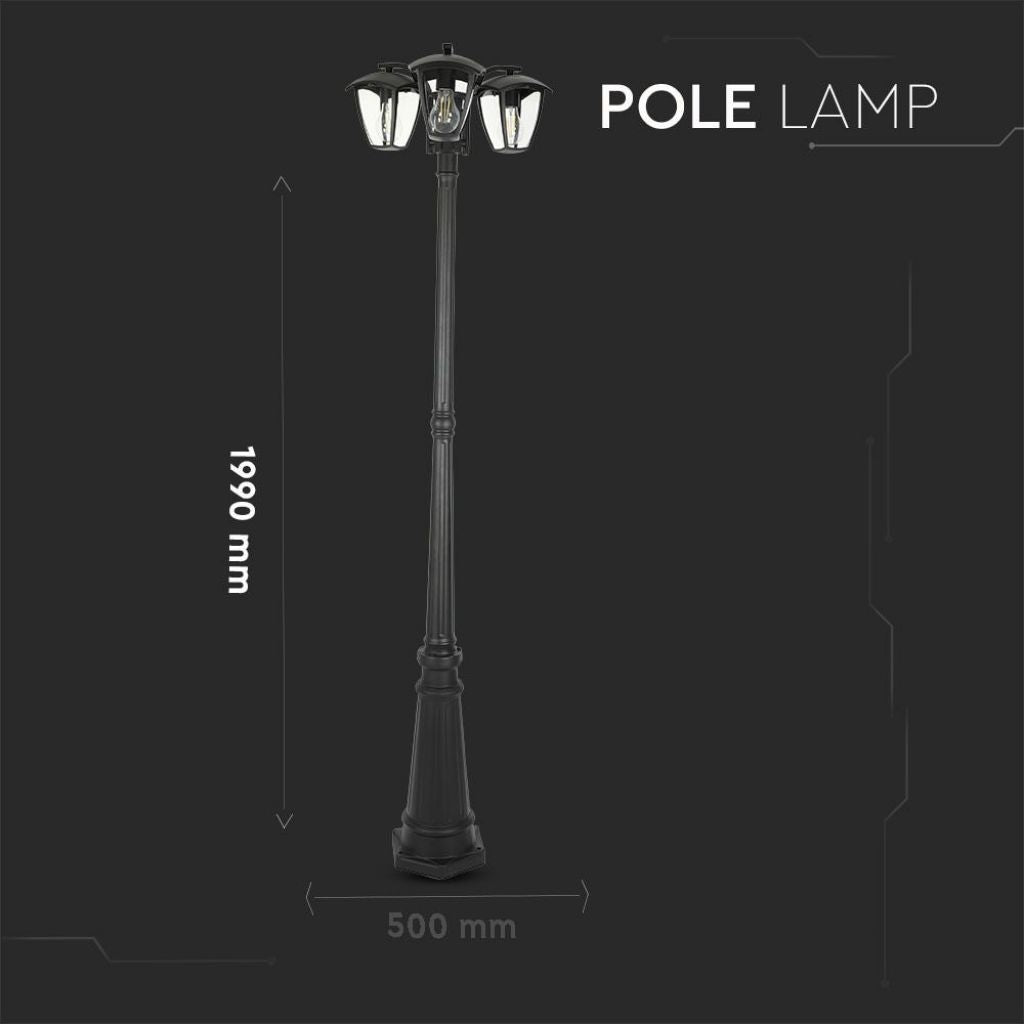 Ulična/ Vrtna Svetilka 3 x E27 1990 mm IP44 Črna Lanterna