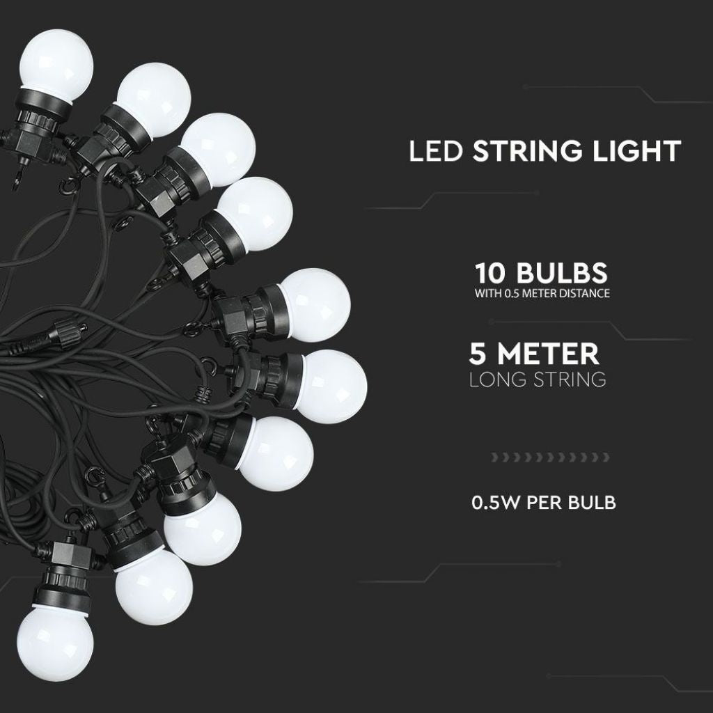 Veriga žarnic 5m in 10 mini žarnic 6000K LED 5w