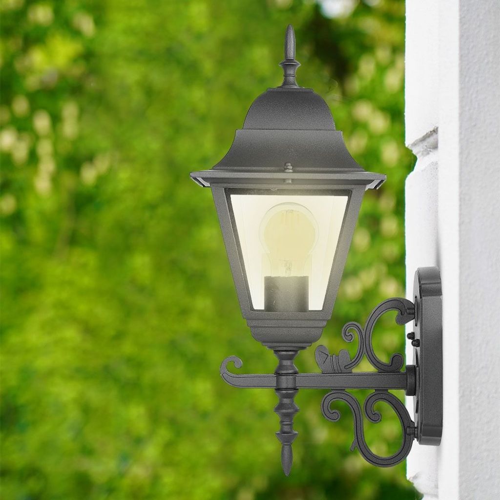 Stenska Svetilka Velika Mat Črna E27 Lanterna