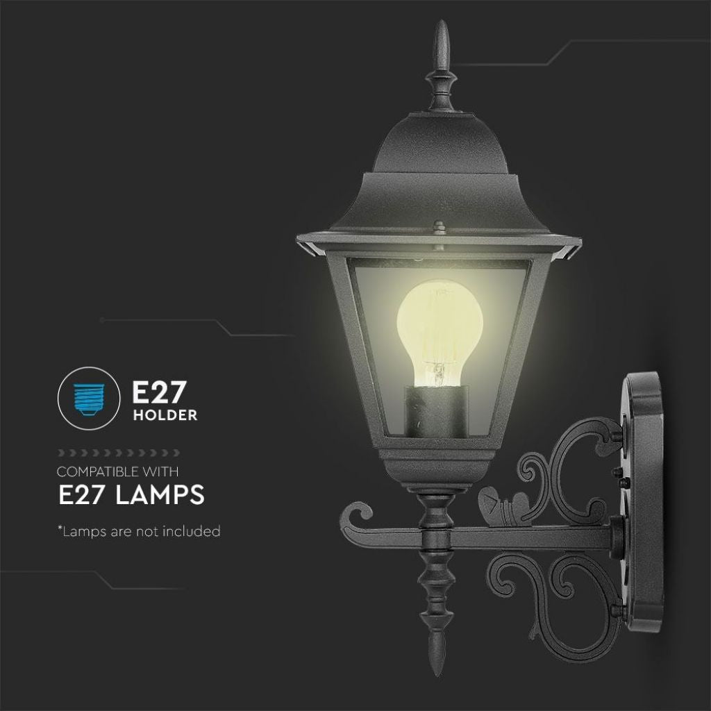 Wall Lamp Large Matt Black E27 Lanterna