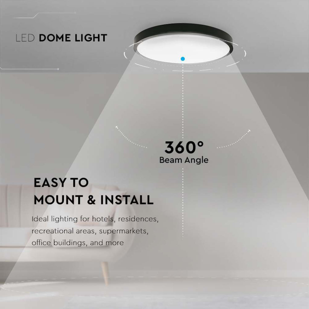 24W LED Svetilka Črna 3000K IP44