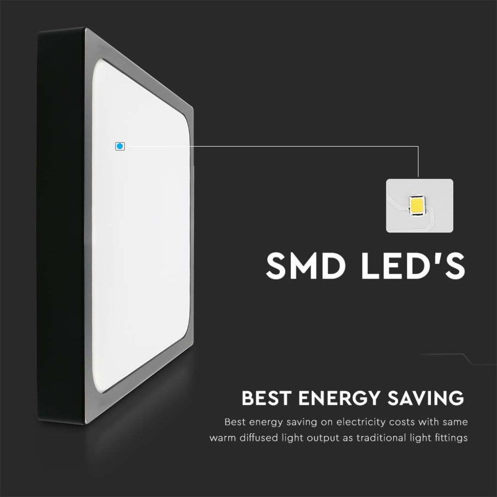 24W LED Svetilka Črna 6500K IP44