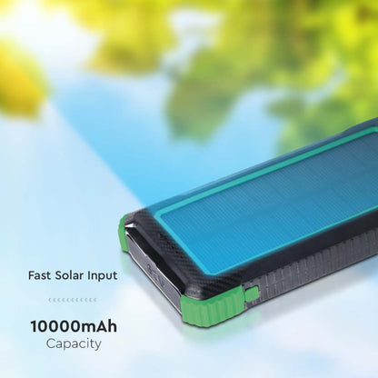 Prenosna Baterija 10.000 mAh za Brezžično Polnjenje s Solarnim Panelom Črna