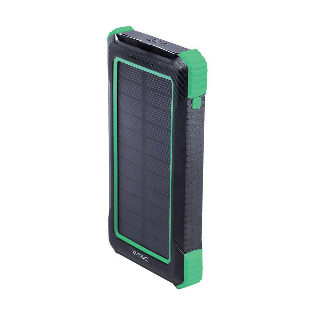 Prenosna Baterija 10.000 mAh za Brezžično Polnjenje s Solarnim Panelom Črna