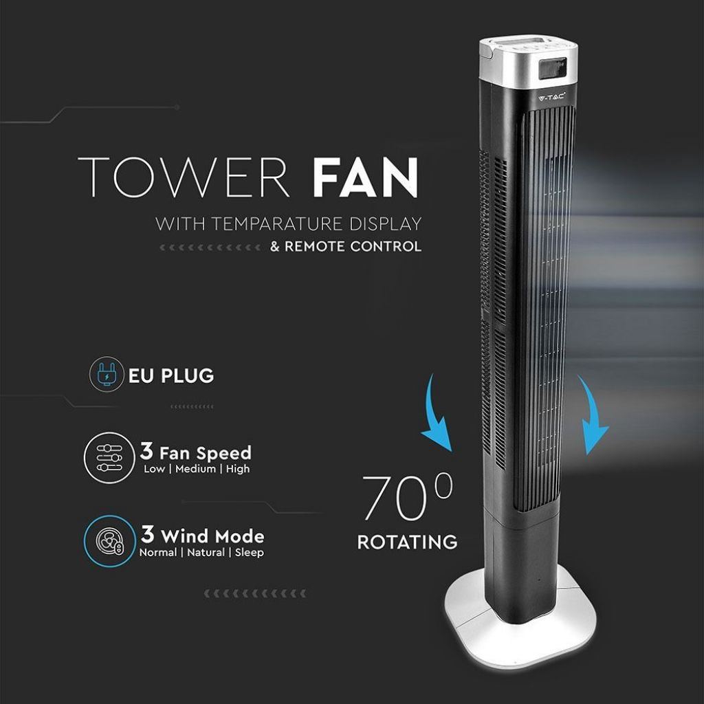 55W LED Stolpni Ventilator Črn